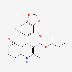 molecular formula C22H24ClNO5 B5224783 Butan-2-yl 4-(6-chloro-1,3-benzodioxol-5-yl)-2-methyl-5-oxo-1,4,5,6,7,8-hexahydroquinoline-3-carboxylate 