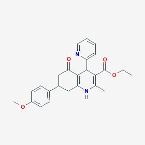 molecular formula C25H26N2O4 B5224946 Ethyl 7-(4-methoxyphenyl)-2-methyl-5-oxo-4-(pyridin-2-yl)-1,4,5,6,7,8-hexahydroquinoline-3-carboxylate 