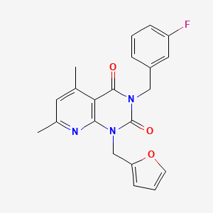molecular formula C21H18FN3O3 B5225094 3-[(3-FLUOROPHENYL)METHYL]-1-[(FURAN-2-YL)METHYL]-5,7-DIMETHYL-1H,2H,3H,4H-PYRIDO[2,3-D]PYRIMIDINE-2,4-DIONE 