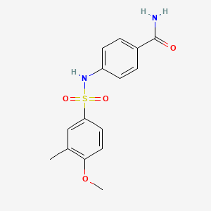 molecular formula C15H16N2O4S B5225166 4-[(4-Methoxy-3-methylphenyl)sulfonylamino]benzamide 