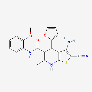 molecular formula C21H18N4O3S B5225213 3-AMINO-2-CYANO-4-(FURAN-2-YL)-N-(2-METHOXYPHENYL)-6-METHYL-4H,7H-THIENO[2,3-B]PYRIDINE-5-CARBOXAMIDE 