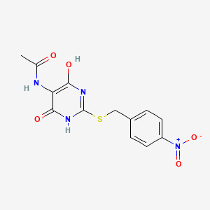 molecular formula C13H12N4O5S B5225347 N-[4-hydroxy-2-[(4-nitrophenyl)methylsulfanyl]-6-oxo-1H-pyrimidin-5-yl]acetamide 