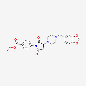 molecular formula C25H27N3O6 B5225419 Ethyl 4-[3-[4-(1,3-benzodioxol-5-ylmethyl)piperazin-1-yl]-2,5-dioxopyrrolidin-1-yl]benzoate CAS No. 5933-66-4