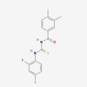 molecular formula C16H14FIN2OS B5225438 N-[(2-fluoro-4-iodophenyl)carbamothioyl]-3,4-dimethylbenzamide 