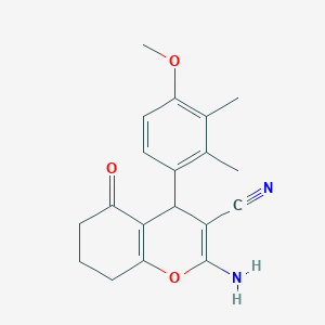 molecular formula C19H20N2O3 B5225529 2-Amino-4-(4-methoxy-2,3-dimethylphenyl)-5-oxo-4,6,7,8-tetrahydrochromene-3-carbonitrile 