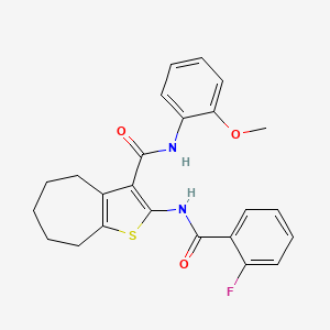molecular formula C24H23FN2O3S B5225536 2-(2-Fluorobenzamido)-N-(2-methoxyphenyl)-4H,5H,6H,7H,8H-cyclohepta[B]thiophene-3-carboxamide 