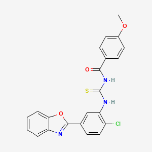 molecular formula C22H16ClN3O3S B5225553 N-[[5-(1,3-benzoxazol-2-yl)-2-chlorophenyl]carbamothioyl]-4-methoxybenzamide 