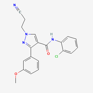 molecular formula C20H17ClN4O2 B5225556 N-(2-chlorophenyl)-1-(2-cyanoethyl)-3-(3-methoxyphenyl)-1H-pyrazole-4-carboxamide 