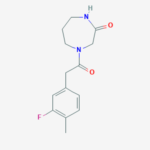 molecular formula C14H17FN2O2 B5225760 4-[2-(3-Fluoro-4-methylphenyl)acetyl]-1,4-diazepan-2-one 