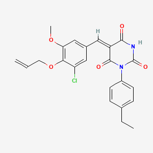 molecular formula C23H21ClN2O5 B5225775 (5Z)-5-[3-chloro-5-methoxy-4-(prop-2-en-1-yloxy)benzylidene]-1-(4-ethylphenyl)pyrimidine-2,4,6(1H,3H,5H)-trione 