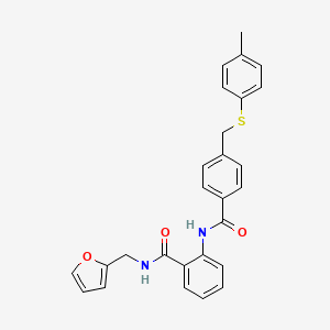 molecular formula C27H24N2O3S B5226037 N-(2-furylmethyl)-2-[(4-{[(4-methylphenyl)thio]methyl}benzoyl)amino]benzamide 