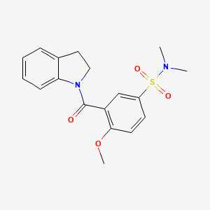 molecular formula C18H20N2O4S B5226232 3-(2,3-dihydroindole-1-carbonyl)-4-methoxy-N,N-dimethylbenzenesulfonamide 