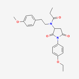 molecular formula C24H28N2O5 B5226261 N-[1-(4-ethoxyphenyl)-2,5-dioxopyrrolidin-3-yl]-N-[2-(4-methoxyphenyl)ethyl]propanamide 