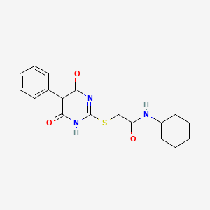 molecular formula C18H21N3O3S B5226500 N-cyclohexyl-2-[(4,6-dioxo-5-phenyl-1,4,5,6-tetrahydropyrimidin-2-yl)sulfanyl]acetamide 