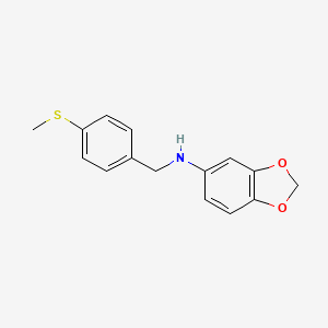 molecular formula C15H15NO2S B5226566 N-[(4-methylsulfanylphenyl)methyl]-1,3-benzodioxol-5-amine 