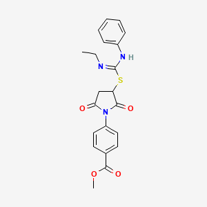 molecular formula C21H21N3O4S B5226739 METHYL 4-(3-{[(E)-N-ETHYL-N'-PHENYLCARBAMIMIDOYL]SULFANYL}-2,5-DIOXOPYRROLIDIN-1-YL)BENZOATE 