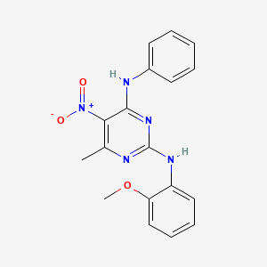 molecular formula C18H17N5O3 B5226757 N2-(2-Methoxyphenyl)-6-methyl-5-nitro-N4-phenylpyrimidine-2,4-diamine 