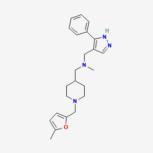 molecular formula C23H30N4O B5226846 N-methyl-1-[1-[(5-methylfuran-2-yl)methyl]piperidin-4-yl]-N-[(5-phenyl-1H-pyrazol-4-yl)methyl]methanamine 