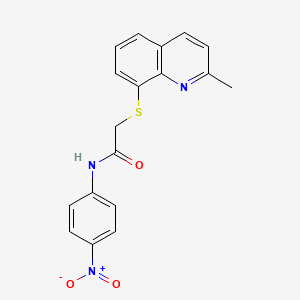 molecular formula C18H15N3O3S B5226883 2-(2-methylquinolin-8-yl)sulfanyl-N-(4-nitrophenyl)acetamide 