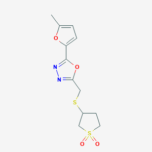 molecular formula C12H14N2O4S2 B5226975 2-{[(1,1-dioxidotetrahydro-3-thienyl)thio]methyl}-5-(5-methyl-2-furyl)-1,3,4-oxadiazole 