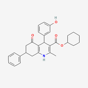 molecular formula C29H31NO4 B5227154 Cyclohexyl 4-(3-hydroxyphenyl)-2-methyl-5-oxo-7-phenyl-1,4,5,6,7,8-hexahydroquinoline-3-carboxylate 