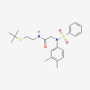 molecular formula C22H30N2O3S2 B5227269 N~1~-[2-(tert-butylthio)ethyl]-N~2~-(3,4-dimethylphenyl)-N~2~-(phenylsulfonyl)glycinamide 
