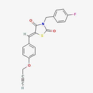 molecular formula C20H14FNO3S B5227314 (5Z)-3-[(4-FLUOROPHENYL)METHYL]-5-{[4-(PROP-2-YN-1-YLOXY)PHENYL]METHYLIDENE}-1,3-THIAZOLIDINE-2,4-DIONE 