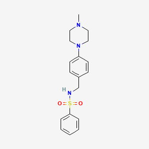 molecular formula C18H23N3O2S B5227333 N-{[4-(4-METHYLPIPERAZIN-1-YL)PHENYL]METHYL}BENZENESULFONAMIDE 