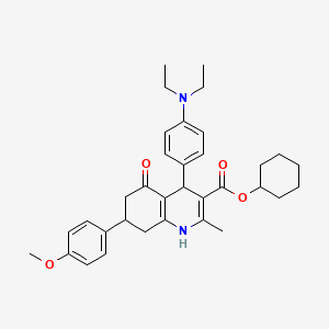 molecular formula C34H42N2O4 B5227440 Cyclohexyl 4-[4-(diethylamino)phenyl]-7-(4-methoxyphenyl)-2-methyl-5-oxo-1,4,5,6,7,8-hexahydroquinoline-3-carboxylate 