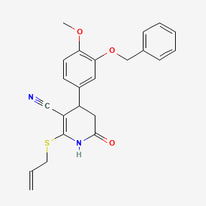 molecular formula C23H22N2O3S B5227441 4-[3-(Benzyloxy)-4-methoxyphenyl]-6-oxo-2-(prop-2-en-1-ylsulfanyl)-1,4,5,6-tetrahydropyridine-3-carbonitrile 
