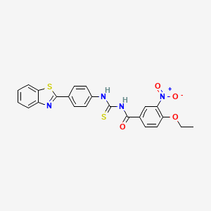 molecular formula C23H18N4O4S2 B5227482 N-{[4-(1,3-benzothiazol-2-yl)phenyl]carbamothioyl}-4-ethoxy-3-nitrobenzamide 