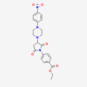 molecular formula C23H24N4O6 B5227727 Ethyl 4-{3-[4-(4-nitrophenyl)piperazin-1-yl]-2,5-dioxopyrrolidin-1-yl}benzoate 