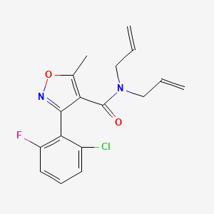 molecular formula C17H16ClFN2O2 B5227776 3-(2-CHLORO-6-FLUOROPHENYL)-5-METHYL-N,N-BIS(PROP-2-EN-1-YL)-1,2-OXAZOLE-4-CARBOXAMIDE 