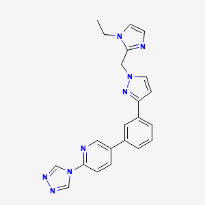 molecular formula C22H20N8 B5227790 5-[3-[1-[(1-Ethylimidazol-2-yl)methyl]pyrazol-3-yl]phenyl]-2-(1,2,4-triazol-4-yl)pyridine 