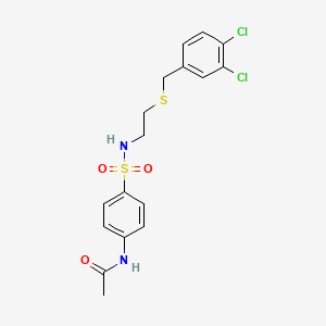molecular formula C17H18Cl2N2O3S2 B5227865 N-[4-[2-[(3,4-dichlorophenyl)methylsulfanyl]ethylsulfamoyl]phenyl]acetamide 