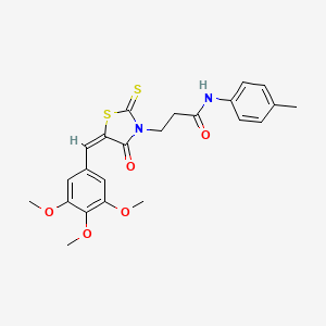 molecular formula C23H24N2O5S2 B5227950 N-(4-methylphenyl)-3-{4-oxo-2-thioxo-5-[(3,4,5-trimethoxyphenyl)methylene](1,3-thiazolidin-3-yl)}propanamide 