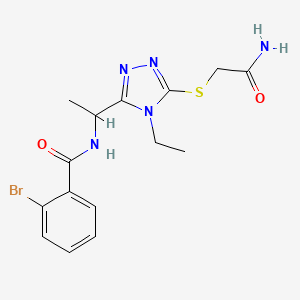 molecular formula C15H18BrN5O2S B5228440 N-(1-{5-[(2-amino-2-oxoethyl)sulfanyl]-4-ethyl-4H-1,2,4-triazol-3-yl}ethyl)-2-bromobenzamide 