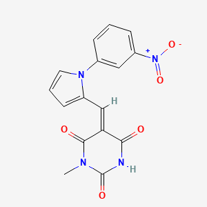 molecular formula C16H12N4O5 B5228515 (5Z)-1-methyl-5-[[1-(3-nitrophenyl)pyrrol-2-yl]methylidene]-1,3-diazinane-2,4,6-trione 