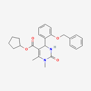 molecular formula C25H28N2O4 B5228548 Cyclopentyl 4-[2-(benzyloxy)phenyl]-1,6-dimethyl-2-oxo-1,2,3,4-tetrahydropyrimidine-5-carboxylate 