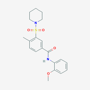 molecular formula C20H24N2O4S B5228565 N-(2-methoxyphenyl)-4-methyl-3-(piperidine-1-sulfonyl)benzamide 