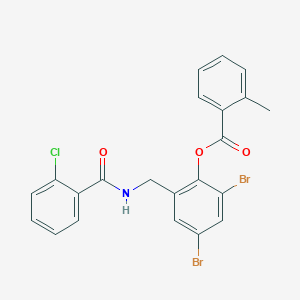 molecular formula C22H16Br2ClNO3 B5228959 2,4-Dibromo-6-({[(2-chlorophenyl)carbonyl]amino}methyl)phenyl 2-methylbenzoate 