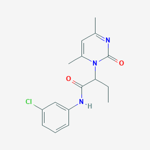 molecular formula C16H18ClN3O2 B5229199 N-(3-chlorophenyl)-2-(4,6-dimethyl-2-oxopyrimidin-1-yl)butanamide 