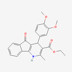 molecular formula C24H23NO5 B5229481 ETHYL 4-(3,4-DIMETHOXYPHENYL)-2-METHYL-5-OXO-1H,4H,5H-INDENO[1,2-B]PYRIDINE-3-CARBOXYLATE 
