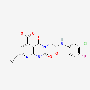 molecular formula C21H18ClFN4O5 B5229679 METHYL 3-{[(3-CHLORO-4-FLUOROPHENYL)CARBAMOYL]METHYL}-7-CYCLOPROPYL-1-METHYL-2,4-DIOXO-1H,2H,3H,4H-PYRIDO[2,3-D]PYRIMIDINE-5-CARBOXYLATE 