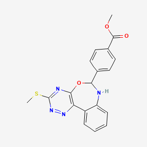 molecular formula C19H16N4O3S B5229788 Methyl 4-[3-(methylsulfanyl)-6,7-dihydro[1,2,4]triazino[5,6-D][3,1]benzoxazepin-6-YL]benzoate 