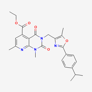 molecular formula C26H28N4O5 B5229941 ETHYL 1,7-DIMETHYL-3-({5-METHYL-2-[4-(PROPAN-2-YL)PHENYL]-1,3-OXAZOL-4-YL}METHYL)-2,4-DIOXO-1H,2H,3H,4H-PYRIDO[2,3-D]PYRIMIDINE-5-CARBOXYLATE 