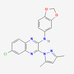 molecular formula C20H16ClN5O2 B5231156 N-(2H-1,3-BENZODIOXOL-5-YL)-6-CHLORO-3-(3,5-DIMETHYL-1H-PYRAZOL-1-YL)QUINOXALIN-2-AMINE 
