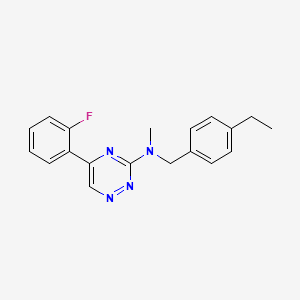 molecular formula C19H19FN4 B5231230 N-[(4-ethylphenyl)methyl]-5-(2-fluorophenyl)-N-methyl-1,2,4-triazin-3-amine 