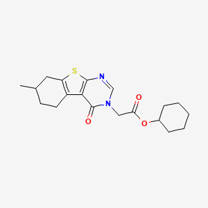 molecular formula C19H24N2O3S B5231260 Cyclohexyl 2-(7-methyl-4-oxo-5,6,7,8-tetrahydro-[1]benzothiolo[2,3-d]pyrimidin-3-yl)acetate 