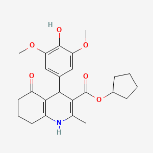 molecular formula C24H29NO6 B5231566 Cyclopentyl 4-(4-hydroxy-3,5-dimethoxyphenyl)-2-methyl-5-oxo-1,4,5,6,7,8-hexahydroquinoline-3-carboxylate 